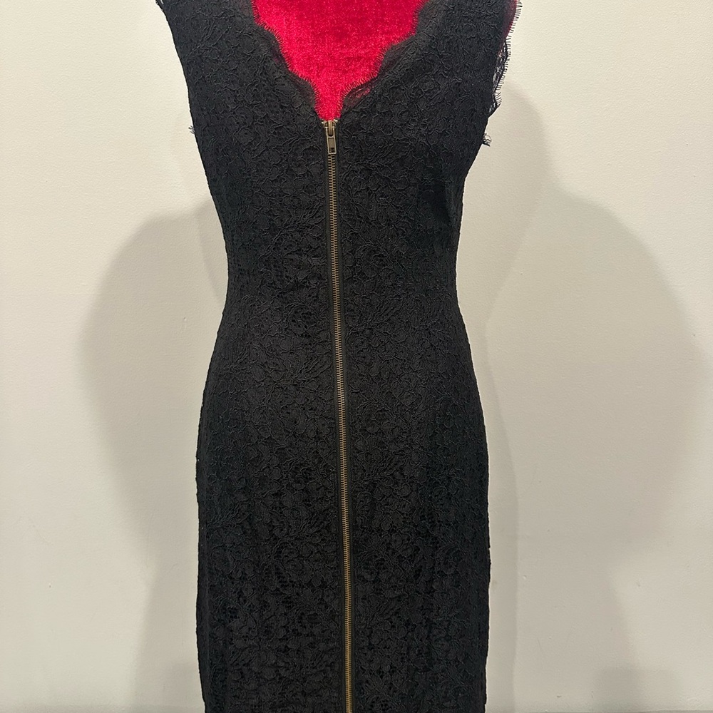 Adrianna Papell Black Lace Midi Dress